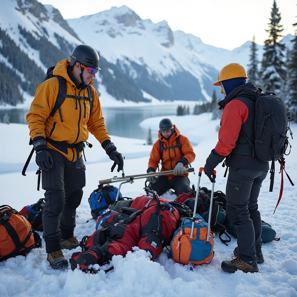 Team preparing for mountain expedition