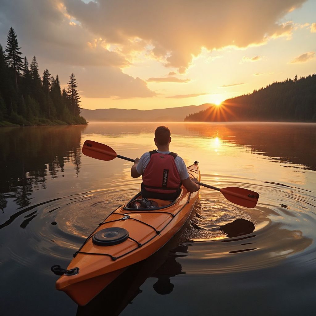 Kayaking at sunset